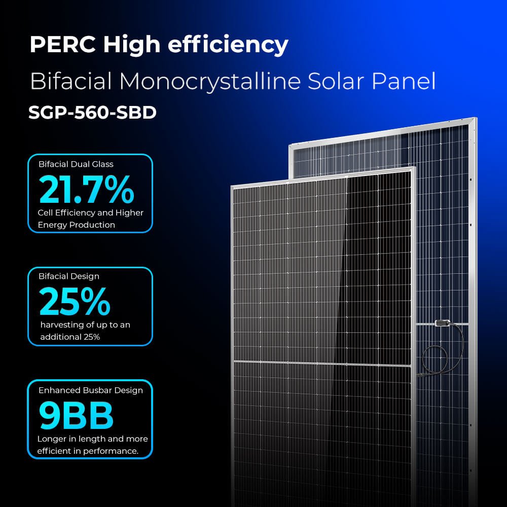 560W Bifacial PERC Solar Panel | SGP-560-SBD UL61730
