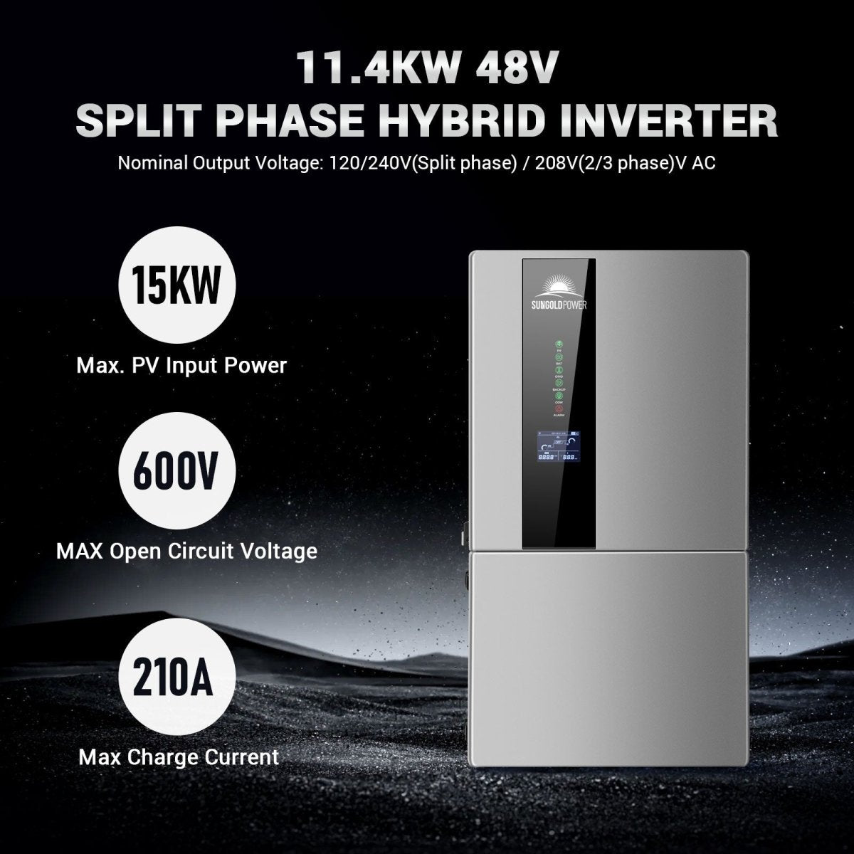 Hybrid Solar Kit 11.4KW 48V Split Phase 30.72KWH Lithium Battery 28 X 450 Watt Solar Panel SGH-11N3E