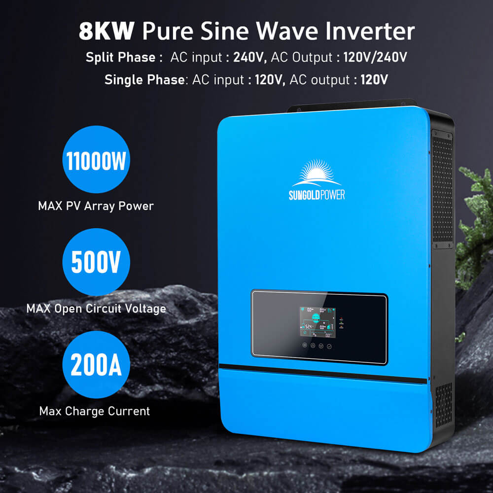 Off-Grid Solar Kit 6500W/ 8000W 48VDC 120V/240V LifePo4 10.24KWH-20.48KWH Lithium Battery 8 X 415 Watts Solar Panels