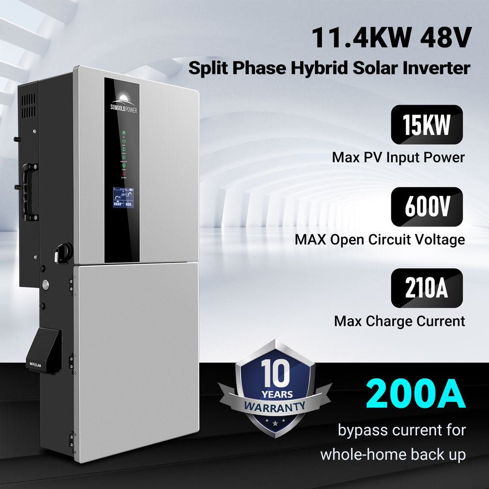 11.4kW 48V Split Phase Hybrid Solar Inverter | Whole Home Backup (200A) | SGN-11K15PRO
