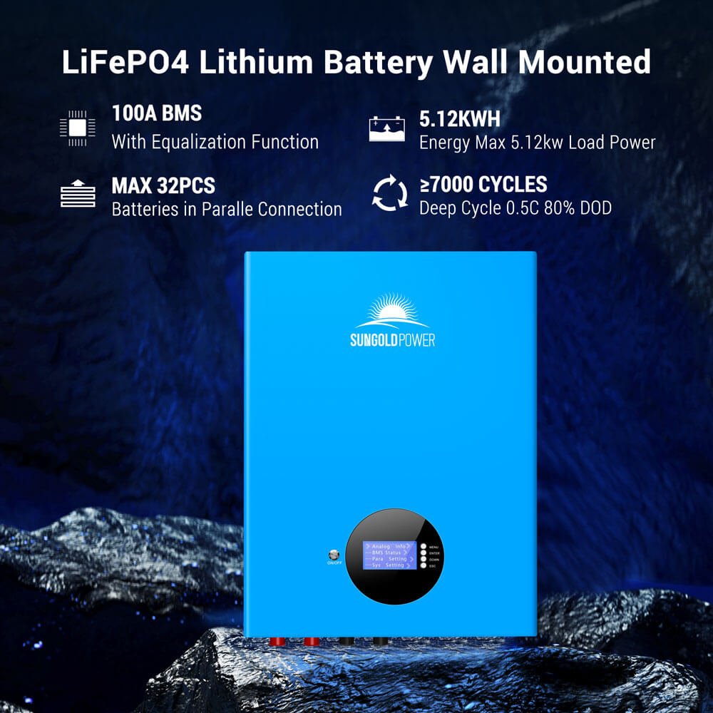 4 X 5.12KWH Powerwall LiFePO4 Lithium Battery SG48100M UL1973