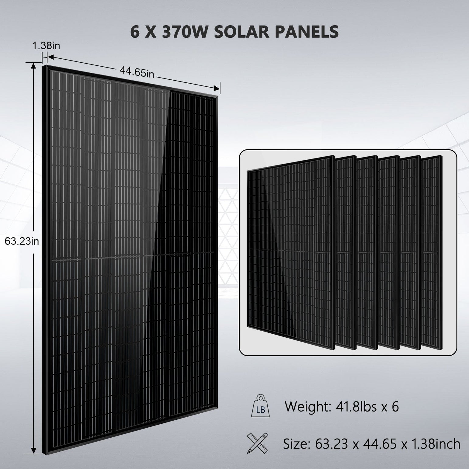 Off Grid Solar Kit 6000W 24/ 48VDC 120V/240V LifePO4 10.24KWH Lithium Battery 6 X 370 Watt Solar Panels SGK-PRO64/ SGK-PRO62