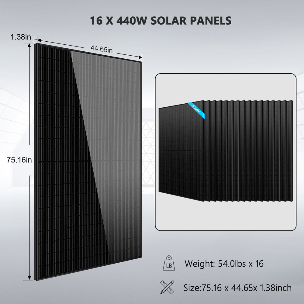Hybrid Solar Kit 11.4KW 48V Split Phase 20.48KWH/50.2KWH Lithium Battery 450 Watt Solar Panel SGH-11N2E/ SGH-11N5E