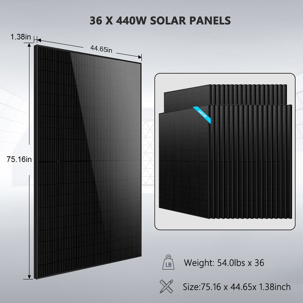 Hybrid Solar Kit 11.4KW 48V Split Phase 20.48KWH/50.2KWH Lithium Battery 450 Watt Solar Panel SGH-11N2E/ SGH-11N5E