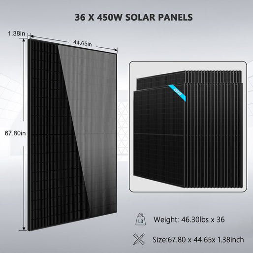Hybrid Solar Kit 11.4KW 48V Split Phase 20.48KWH/50.2KWH Lithium Battery 450 Watt Solar Panel SGH-11N2E/ SGH-11N5E