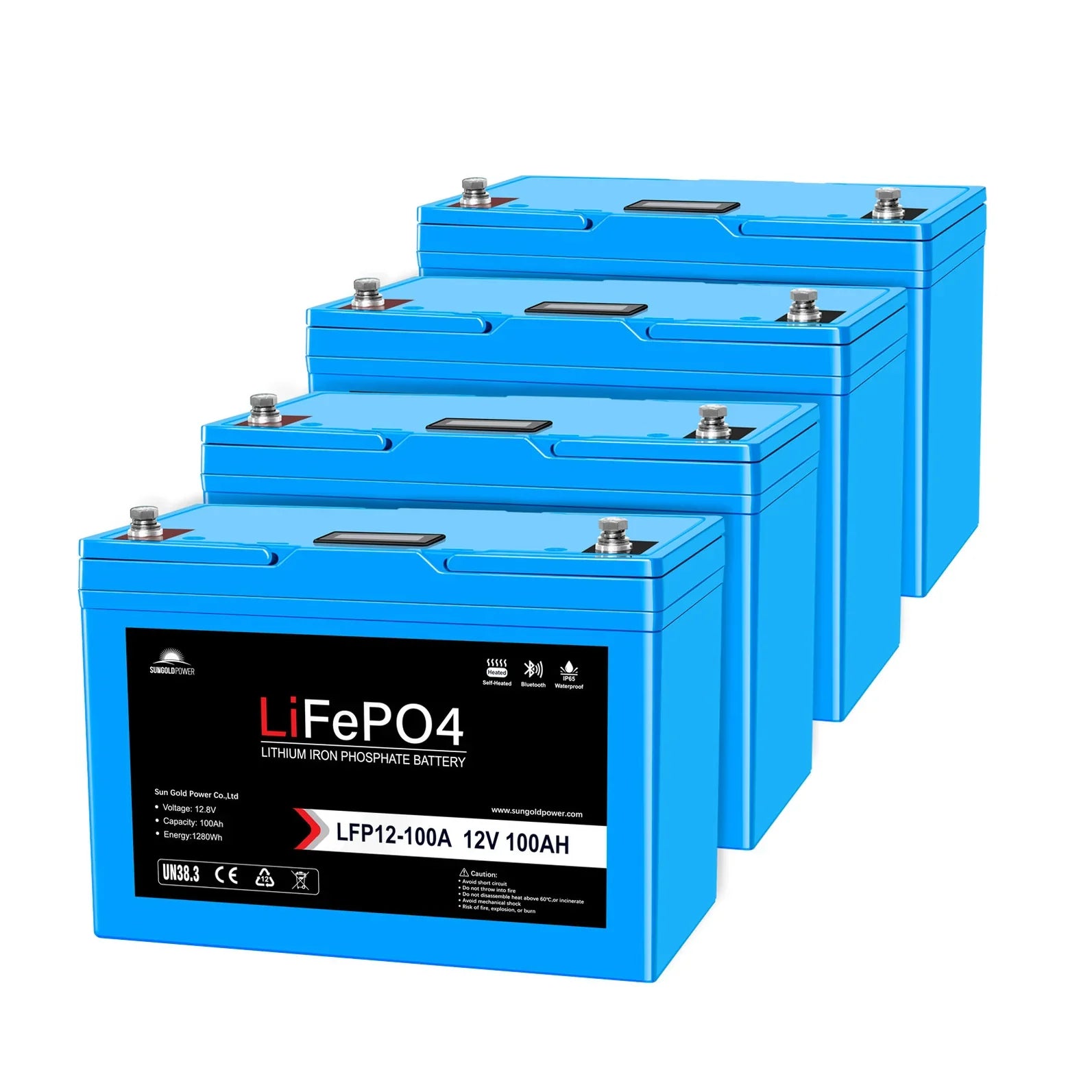 12V 100Ah/ 200Ah LiFePo4 Deep Cycle Lithium Battery Bluetooth / Self-Heating / IP65