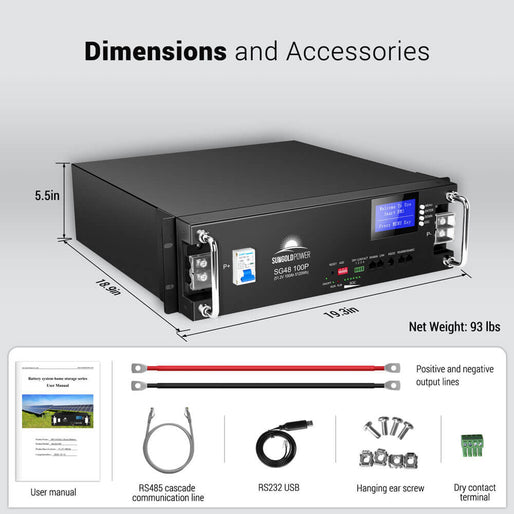 48V 100AH Server Rack LiFePO4 Lithium  Battery SG48100P UL1973  UL9540A