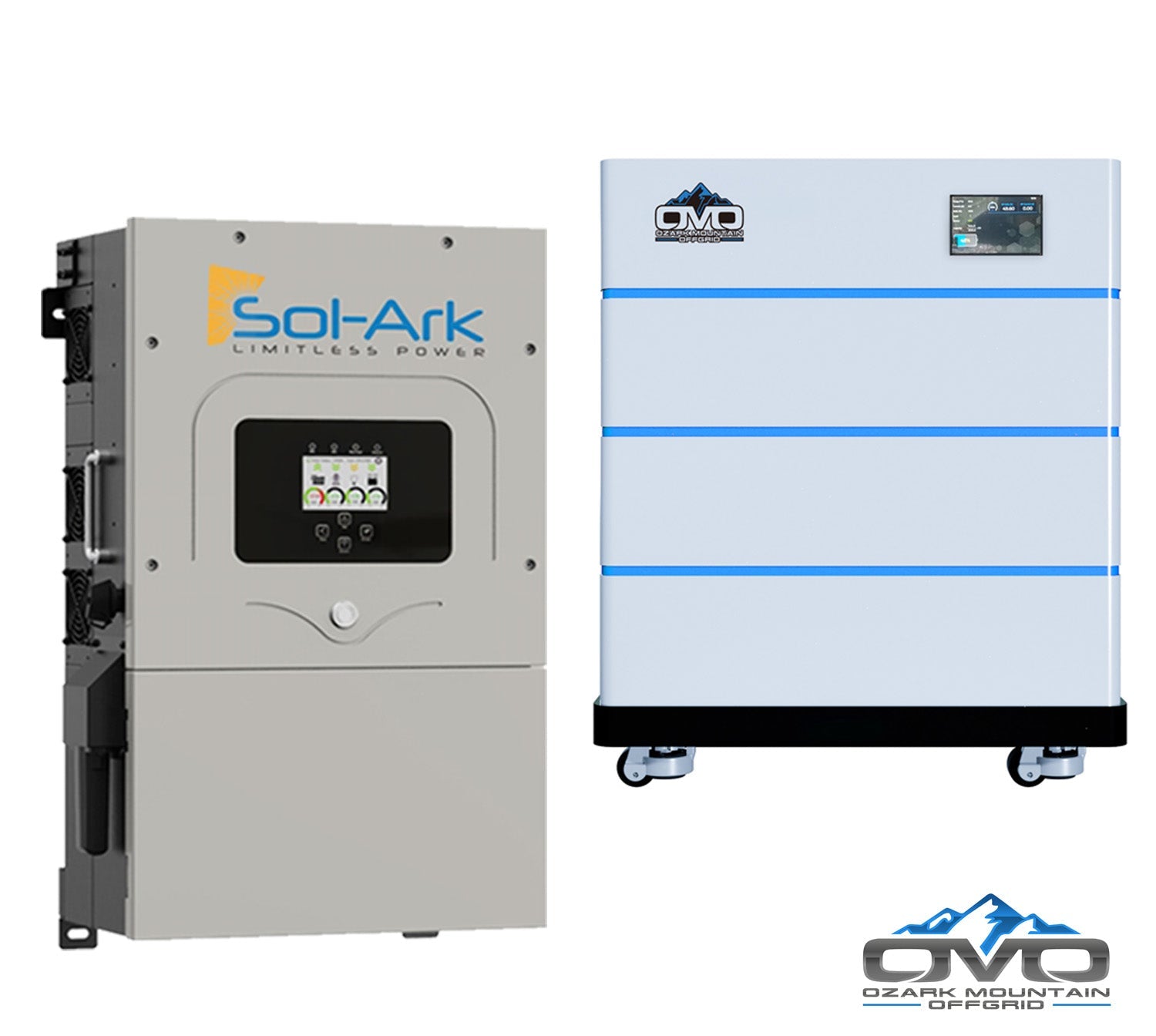 15KW Complete Offgrid Solar Kit - 15K Sol-Ark Inverter + 15.36KW OMO Stack Lithium Battery +15.4KW Solar with Ground Mount and Wiring