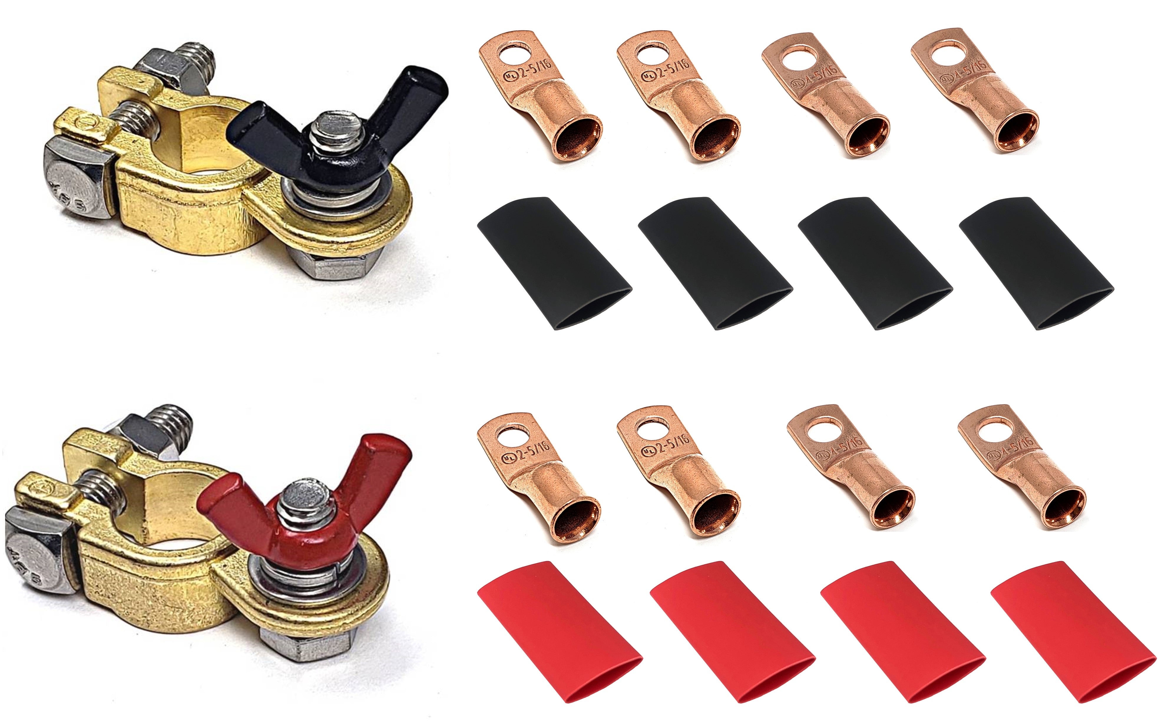 Marine Grade Battery Terminal Top Post Kit for RV, Trucks, Boats, Cars, Campers, Golf Carts (Military Spec. B-12128C)