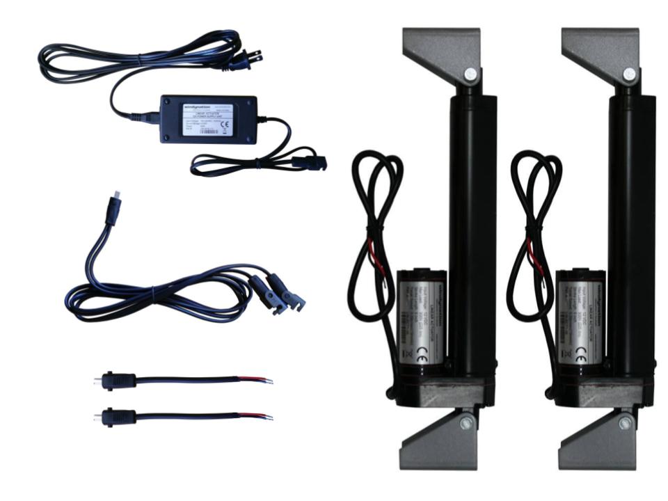 Linear Actuators 12-Volt 225lbs + Mounting Brackets with optional AC to 12 VDC Power Supply and/or Wireless Remote Control DPDT Switch