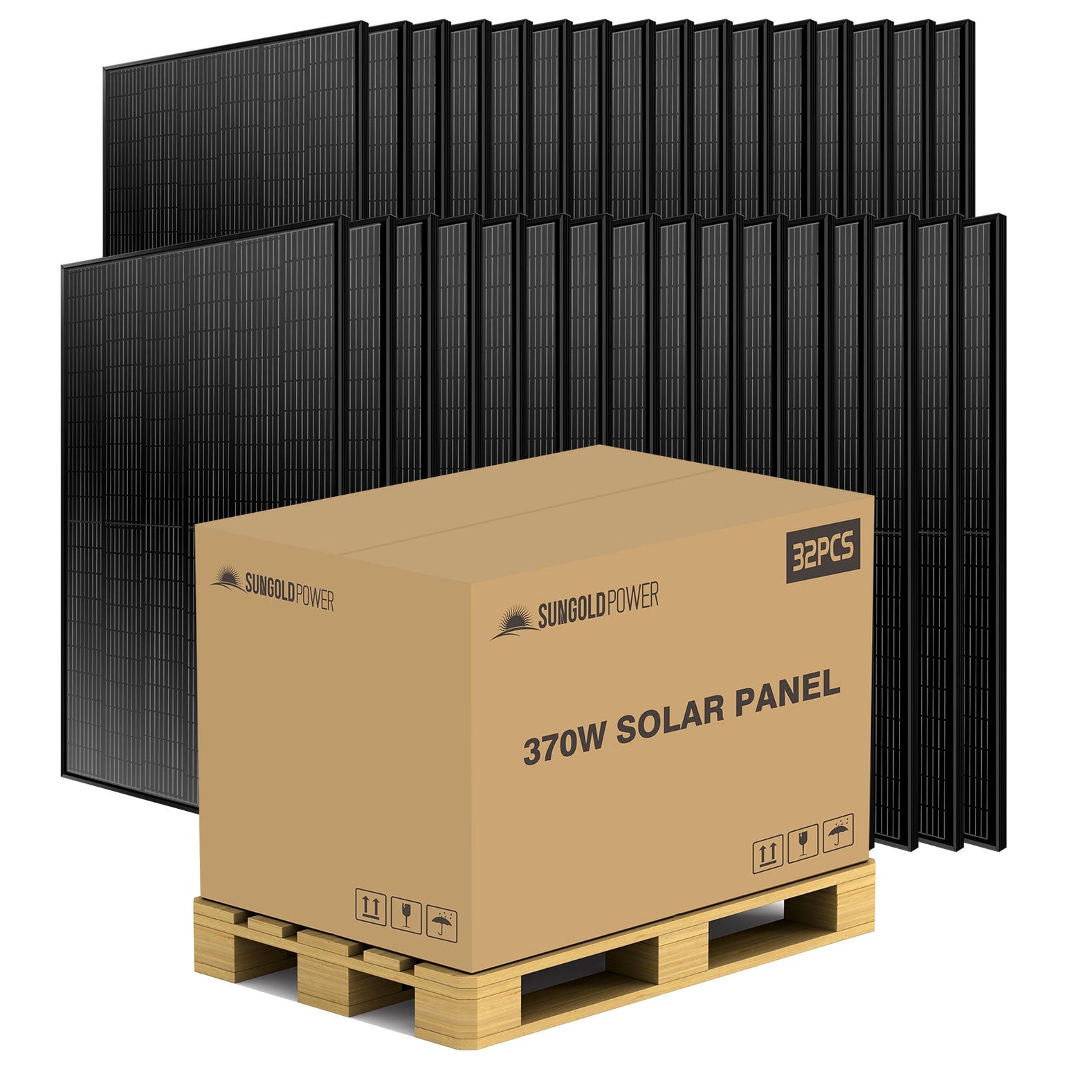 370W MONO BLACK PERC SOLAR PANEL FULL PALLET (32 PANELS)UL 61730