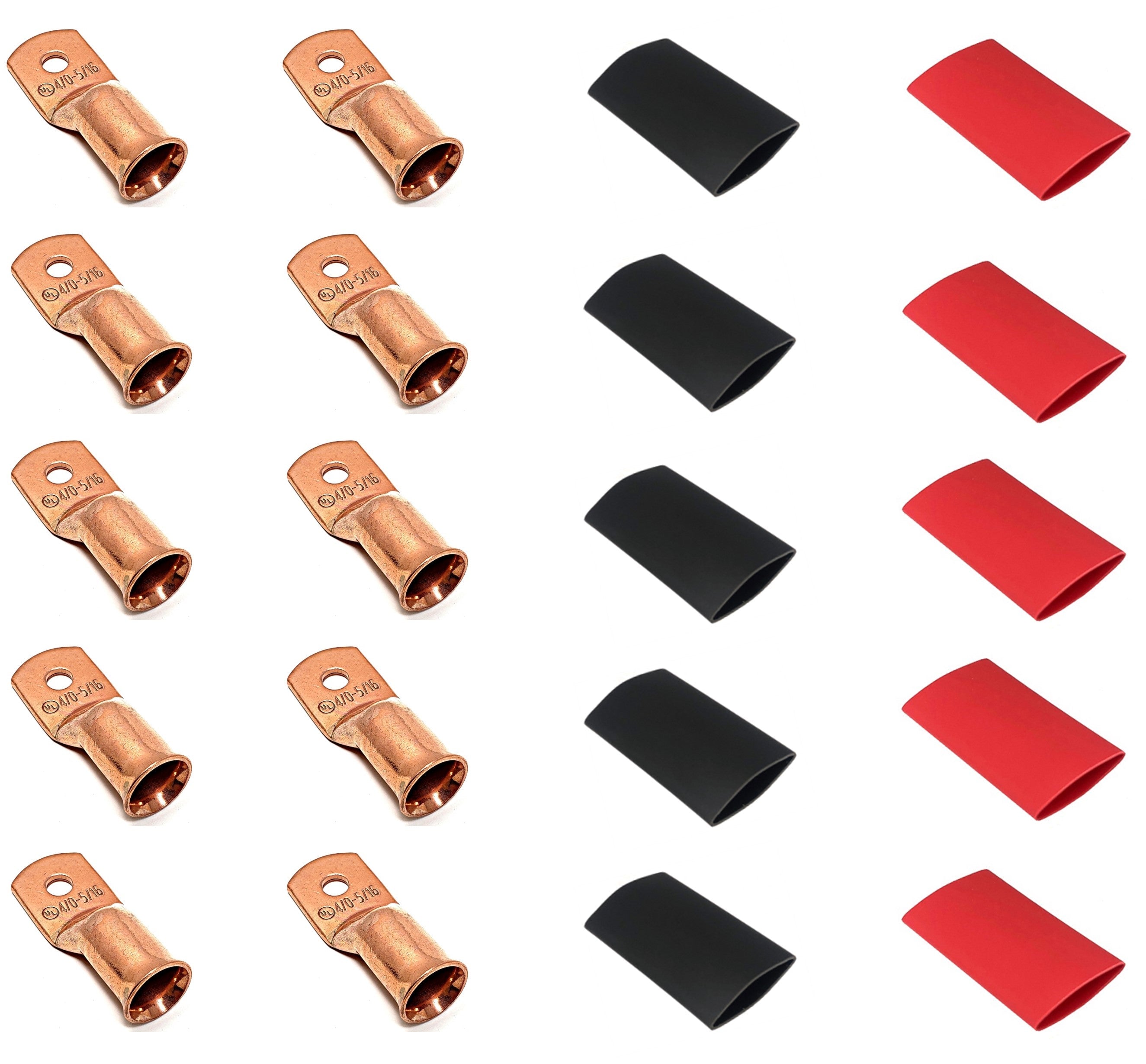 4/0 Gauge Cable Lugs with Heat Shrink Tubing Kit