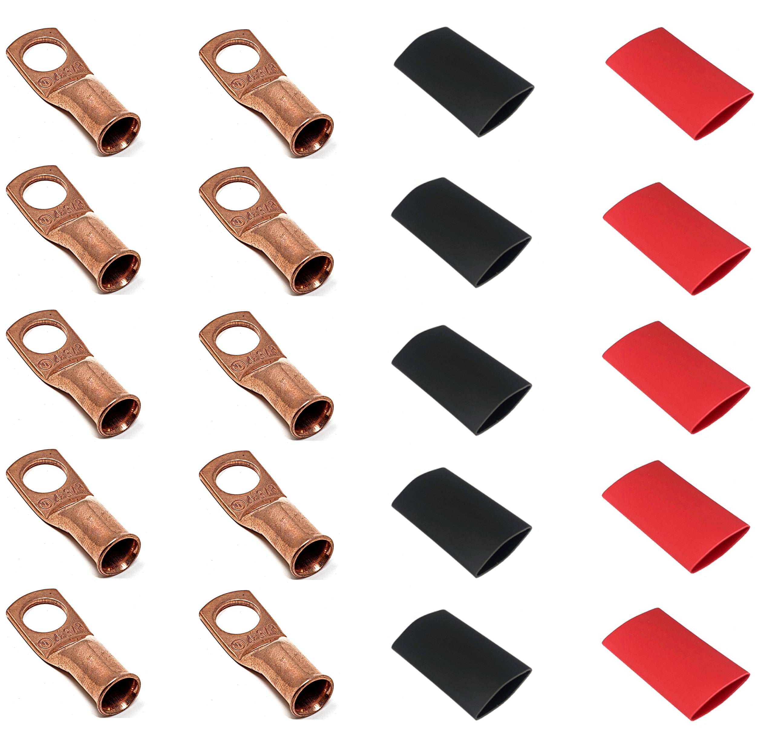 4 Gauge Cable Lugs with Heat Shrink Tubing Kit