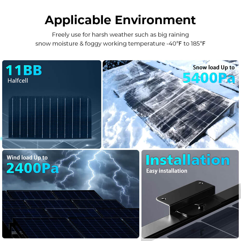 370W/ 415W/ 440W/ 500W Mono Black PERC Solar Panel UL 61730 CEC Listed