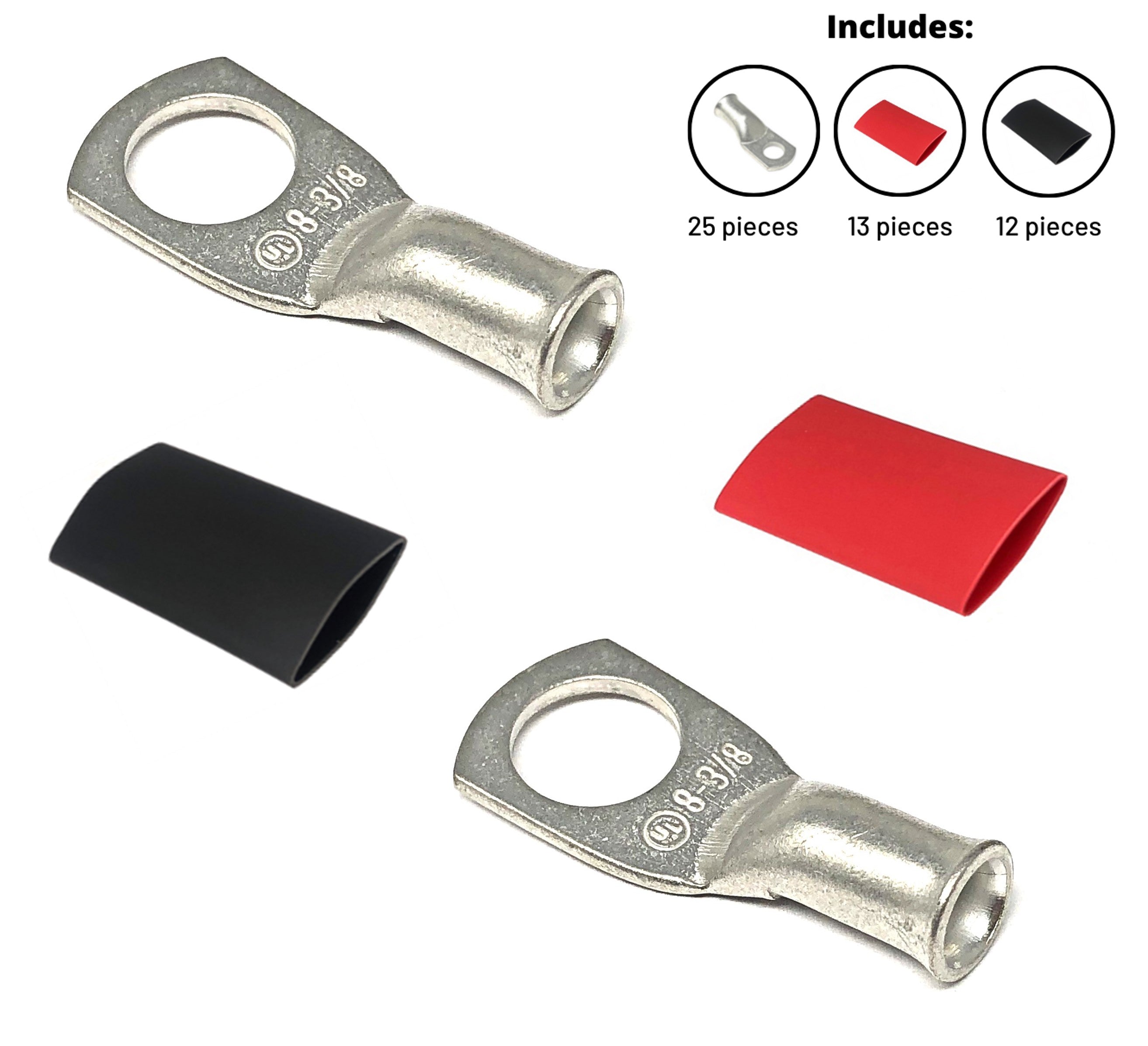 8 Gauge Cable Lugs with Heat Shrink Tubing Kit