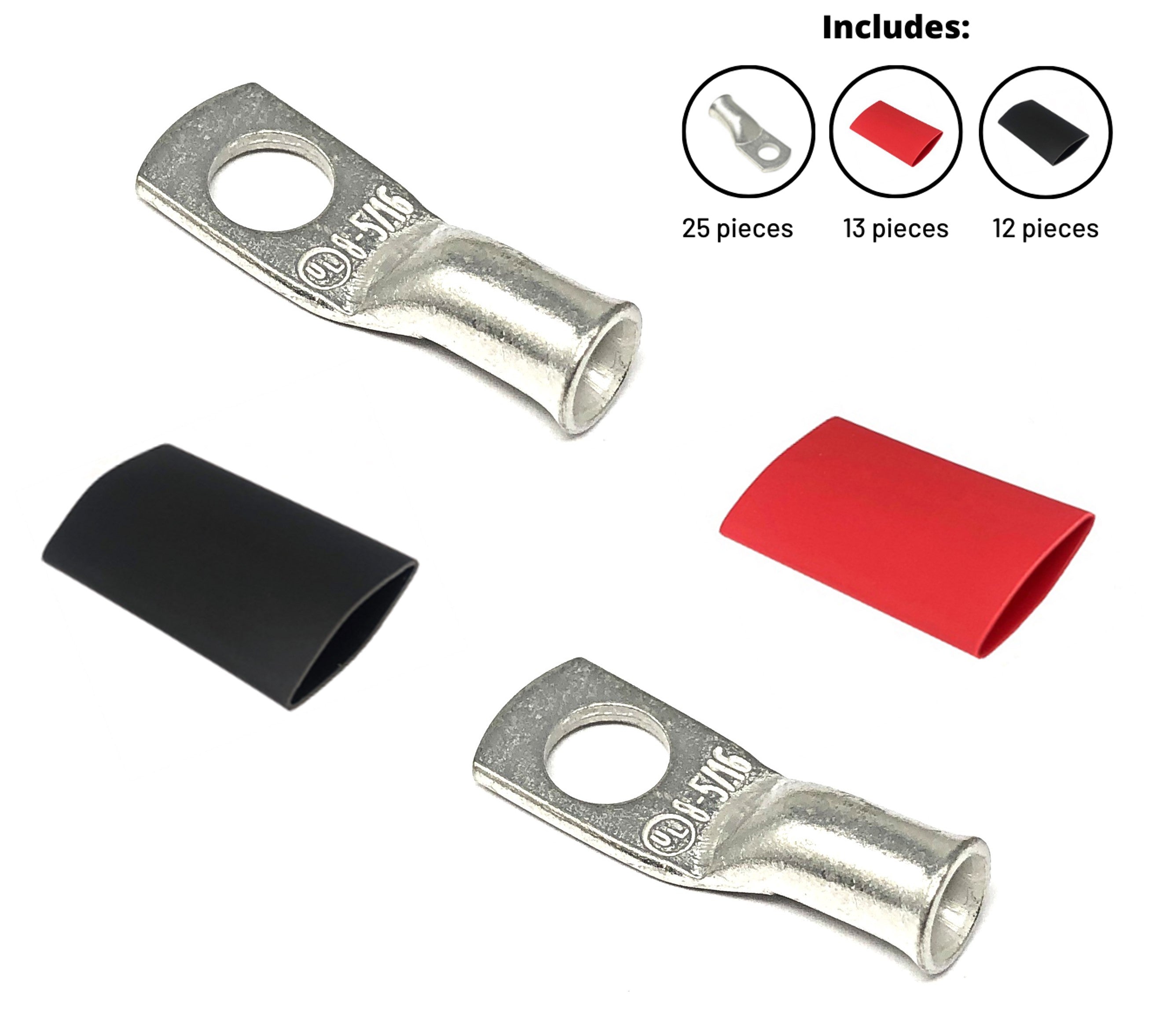 8 Gauge Cable Lugs with Heat Shrink Tubing Kit