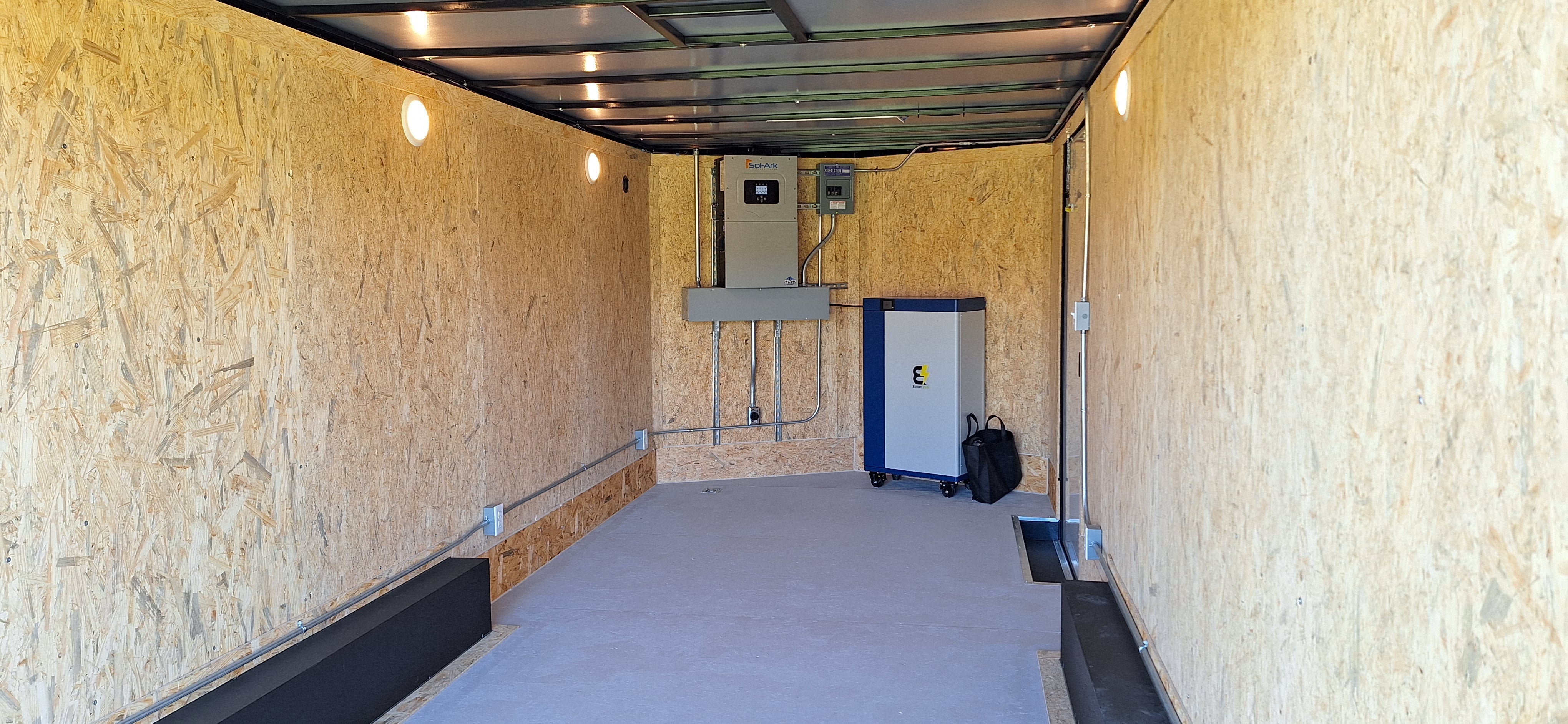 36' Enclosed SOLAR POWERED Offgrid Self-Sufficient Trailer - SOL-ARK 15K with OMO 32K Freedom Lithium Battery