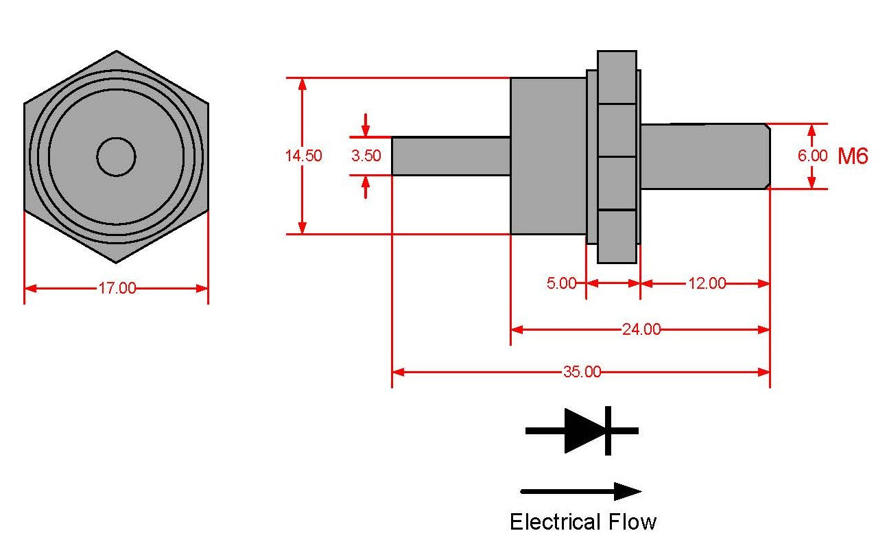 40-Amp or 75-Amp 600 Volt Stud Blocking Diode