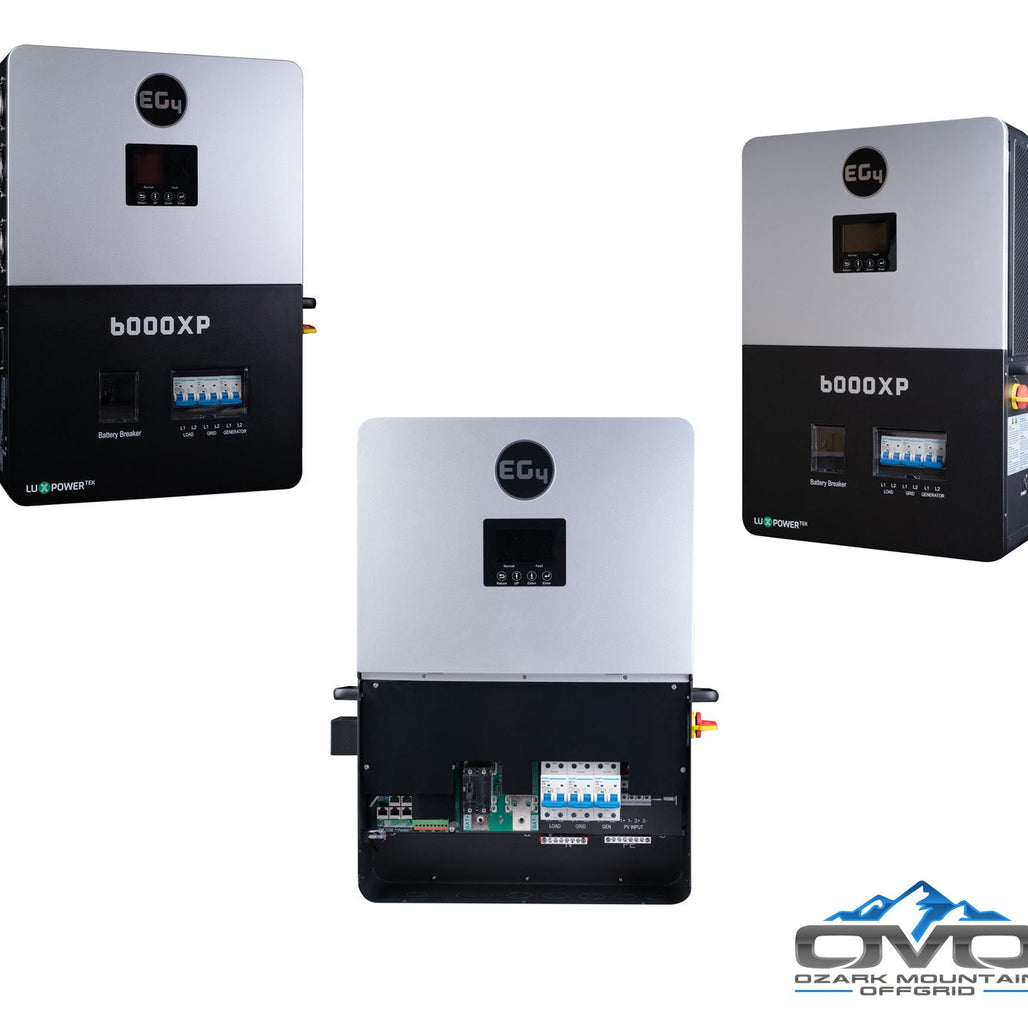 4.4KW Complete Offgrid Solar Kit + 6K EG4 6000XP Inverter + 2x 5.12KW OMO 48V Patriot Lithium Battery + 4.4KW Solar with Roof Mounting Rails and Wiring