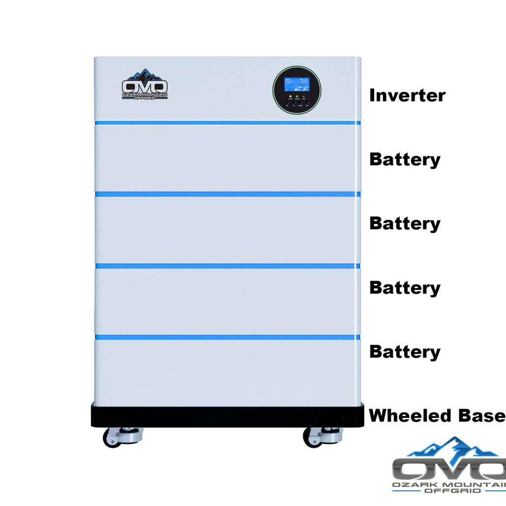 5.5KW OMO All-In-One Customizable Stacking Inverter/Battery System 5500W Inverter + 20.48K Lithium Battery + 5.5KW Solar Roof Mount