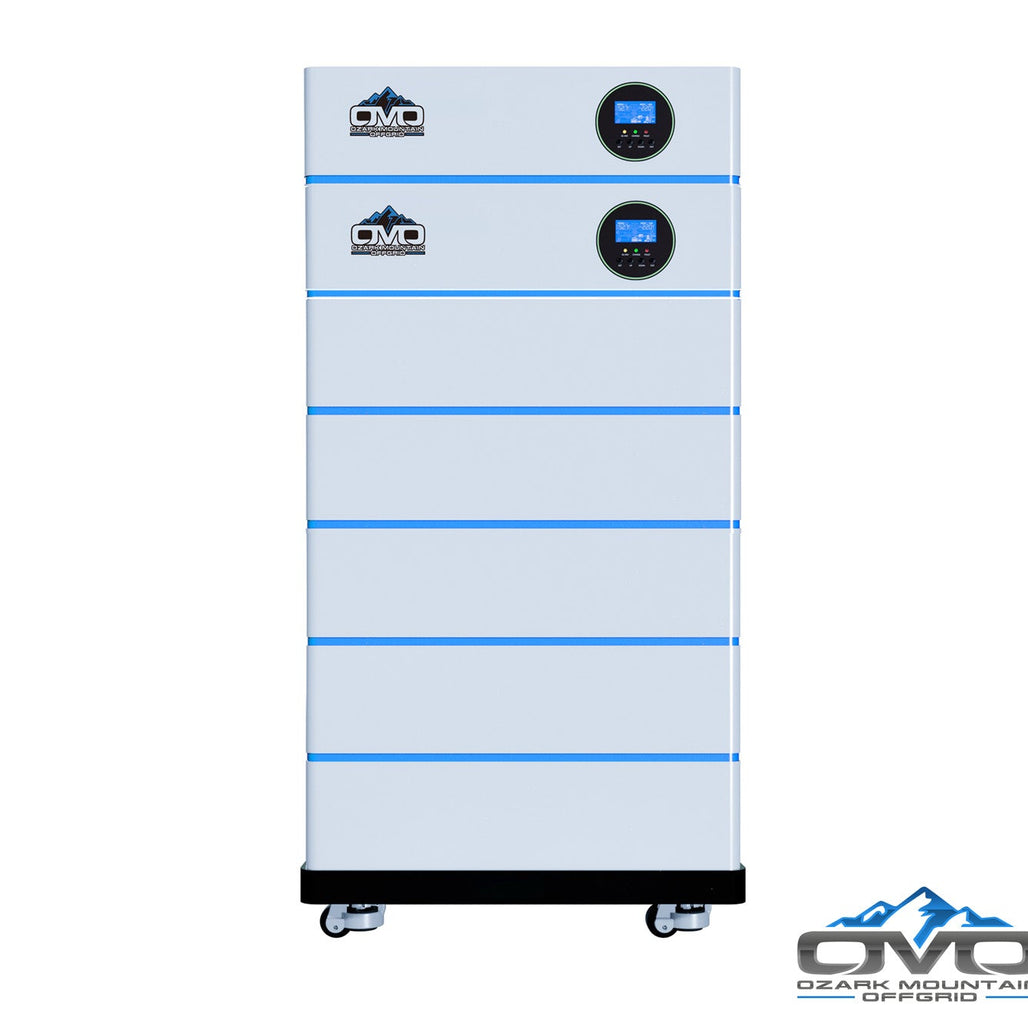 OMO All-In-One Customizable Stacking Inverter/Battery System 120/240 11000W Total Inverter Output + 25.6KW Lithium Battery