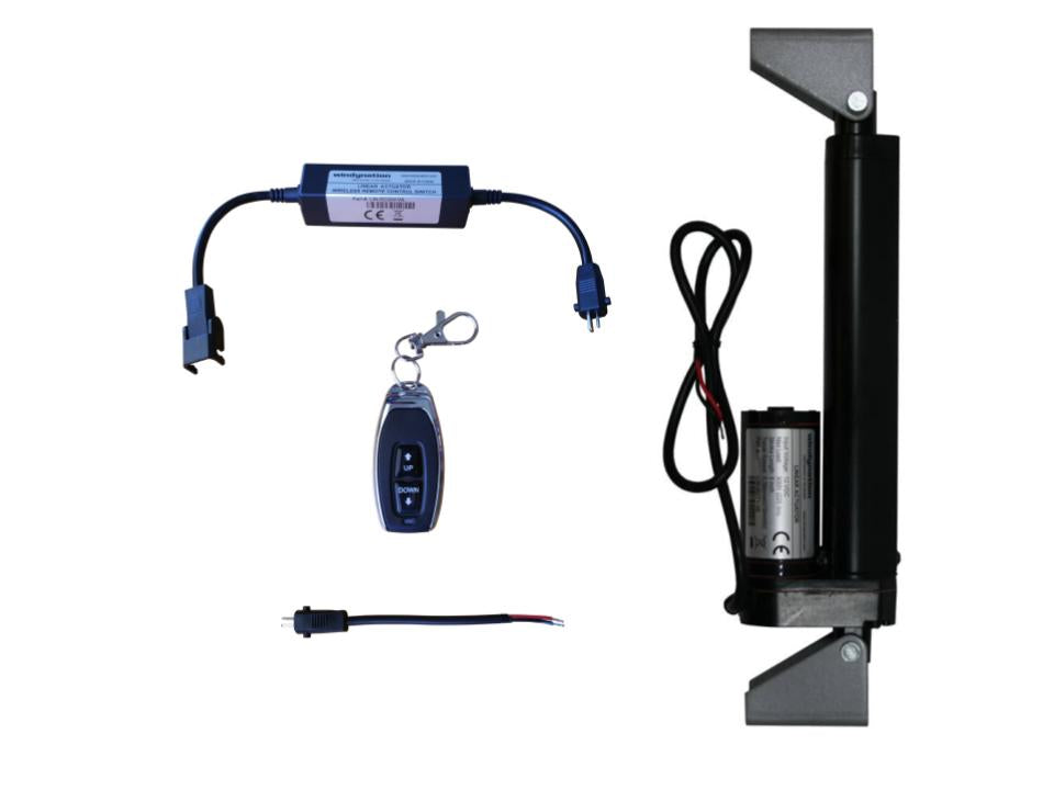 Linear Actuators 12-Volt 225lbs + Mounting Brackets with optional AC to 12 VDC Power Supply and/or Wireless Remote Control DPDT Switch