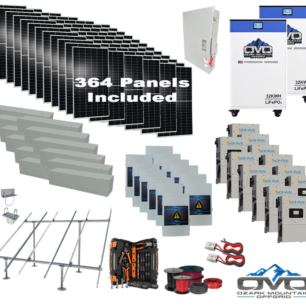 200KW Complete Offgrid Solar Kit + 12x 15K Sol-Ark Inverter + 2x 30KW Lithium Kong Battery +200.2KW Solar with Ground Mount and Wiring