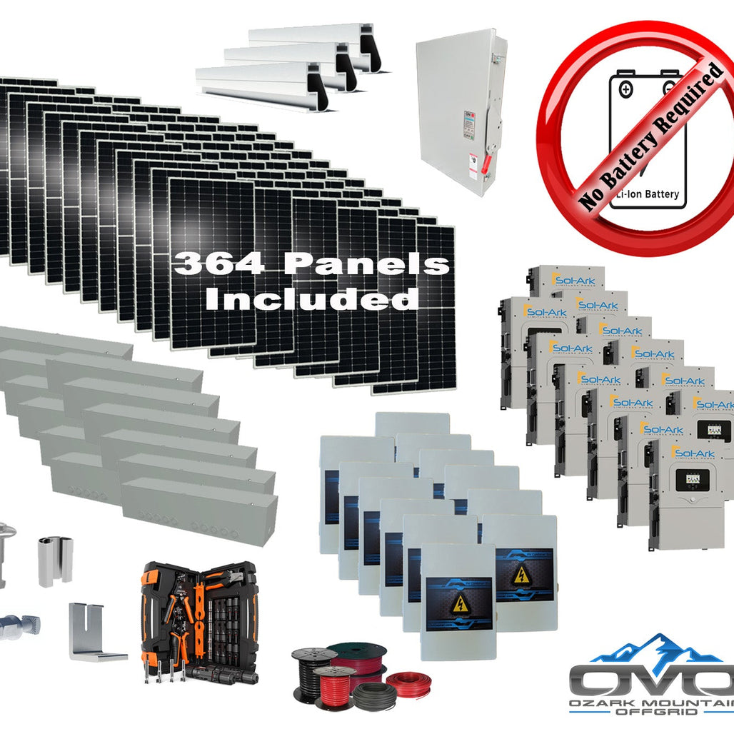 200KW Complete Offgrid Solar Kit + 12x 15K Sol-Ark Inverter +200.2KW Solar with Mounting Rails and Wiring