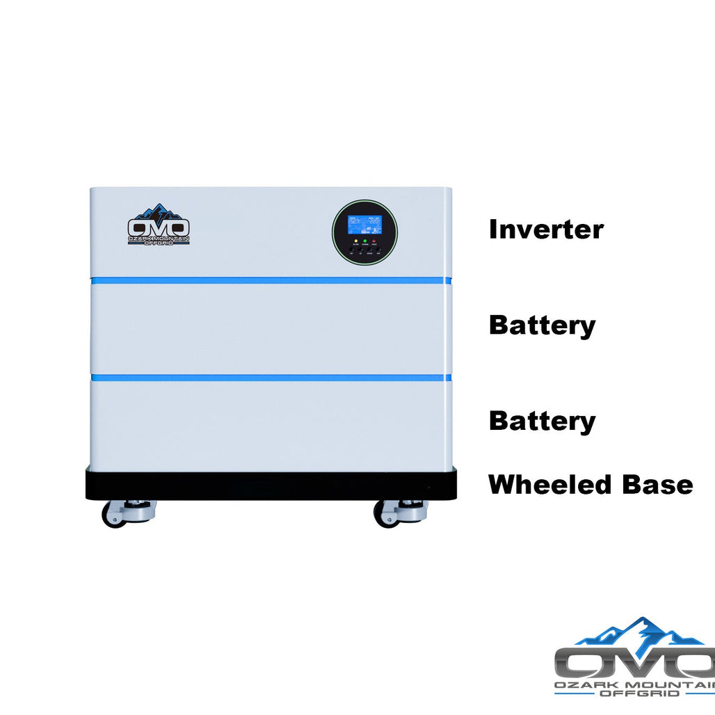 2.2KW OMO All-In-One Customizable Stacking Inverter/Battery System 5500W Inverter + 10.24K Lithium Battery + 2.2KW Solar Roof Mount