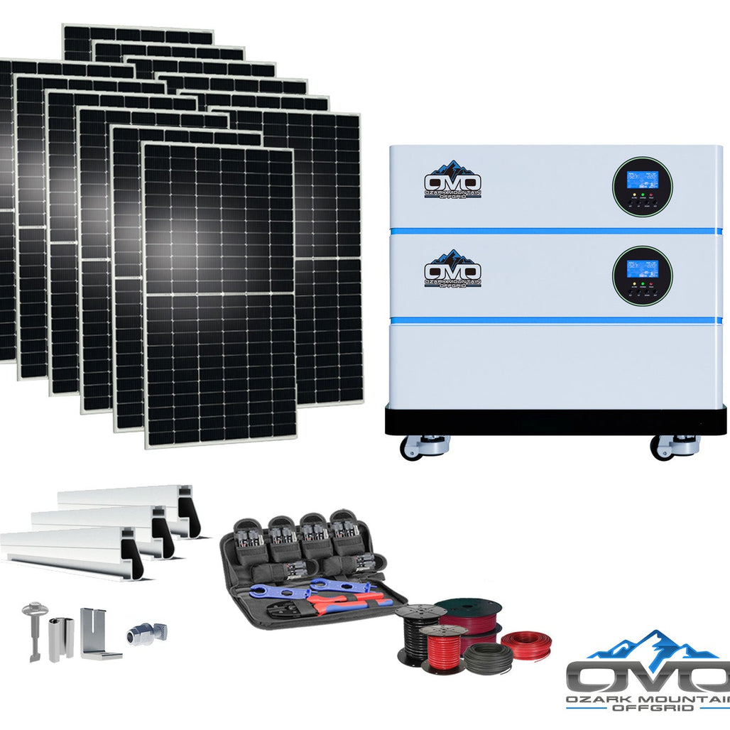 6KW OMO All-In-One Customizable Stacking Inverter/Battery System 120/240 11000W Total Inverter Output + 5.12K Lithium Battery + 6.6KW Solar Roof Mount