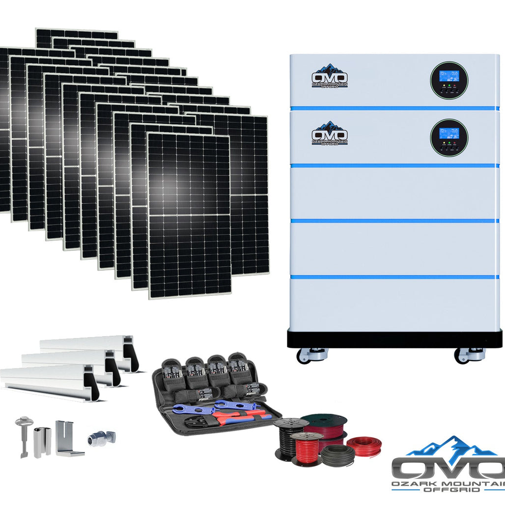 11KW OMO All-In-One Customizable Stacking Inverter/Battery System 120/240 11000W Total Inverter Output + 15.36K Lithium Battery + 11KW Solar Roof Mount