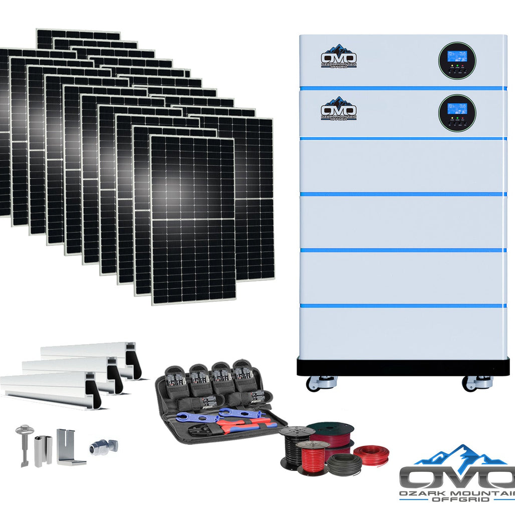 11KW OMO All-In-One Customizable Stacking Inverter/Battery System 120/240 11000W Total Inverter Output + 20.48K Lithium Battery + 11KW Solar Roof Mount