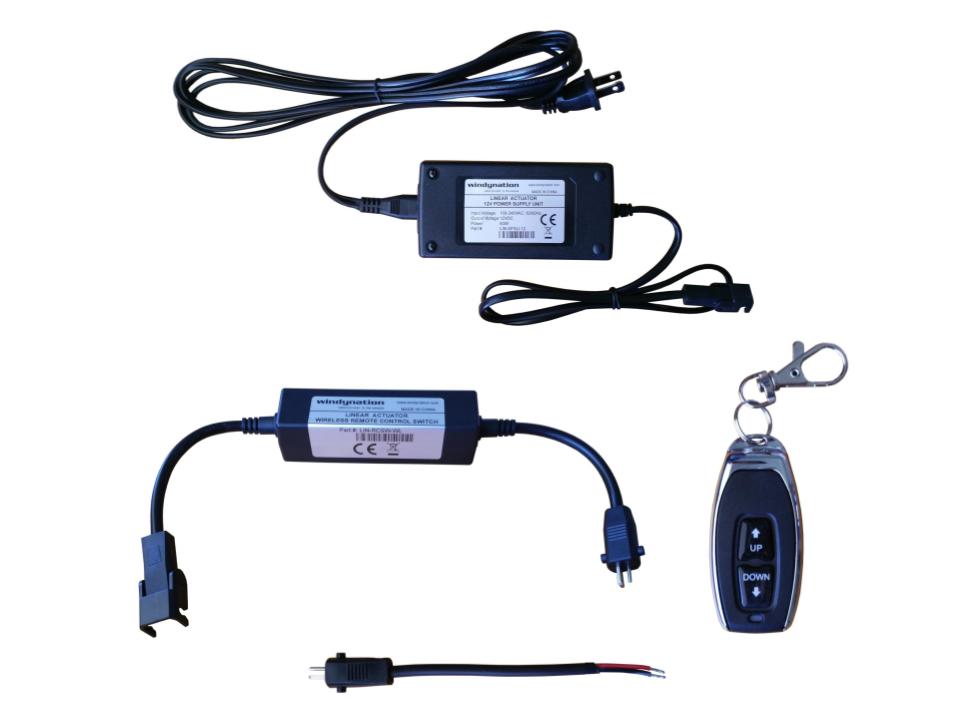 Linear Actuator or DC Motor Power Supply + DPDT Wireless Remote Control Up Down Switch + Wiring