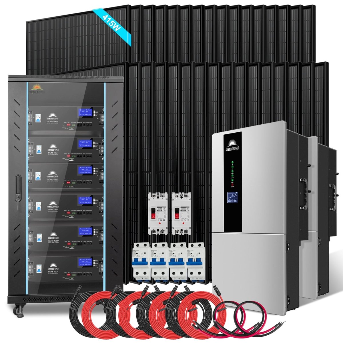 Hybrid Solar Kit 15.2KW 48V Split Phase 30.72 KWH Lithium Battery 32 X 415 Watt Solar Panel SGH-7.6DN6E