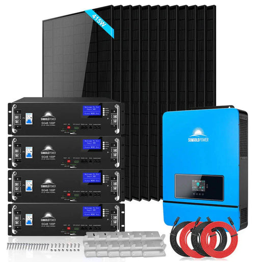 Off-Grid Solar Kit 6500W/ 8000W 48VDC 120V/240V LifePo4 10.24KWH-20.48KWH Lithium Battery 8 X 415 Watts Solar Panels