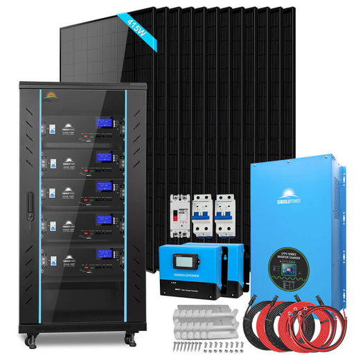 Off-Grid Solar Kits 12kW/15kW/18kW Options 120V/240V with 48v LiFePO4 Lithium Batteries & 415w Solar Panels SGR-18K20E