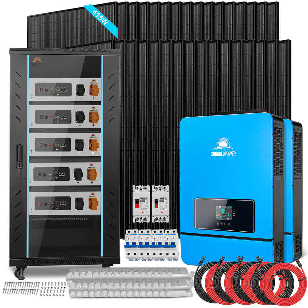 OFF GRID SOLAR KIT 16KW 48VDC 120V/240V LIFEPO4 25.6KWH LITHIUM BATTERY 32 X 415 WATTS SOLAR PANELS