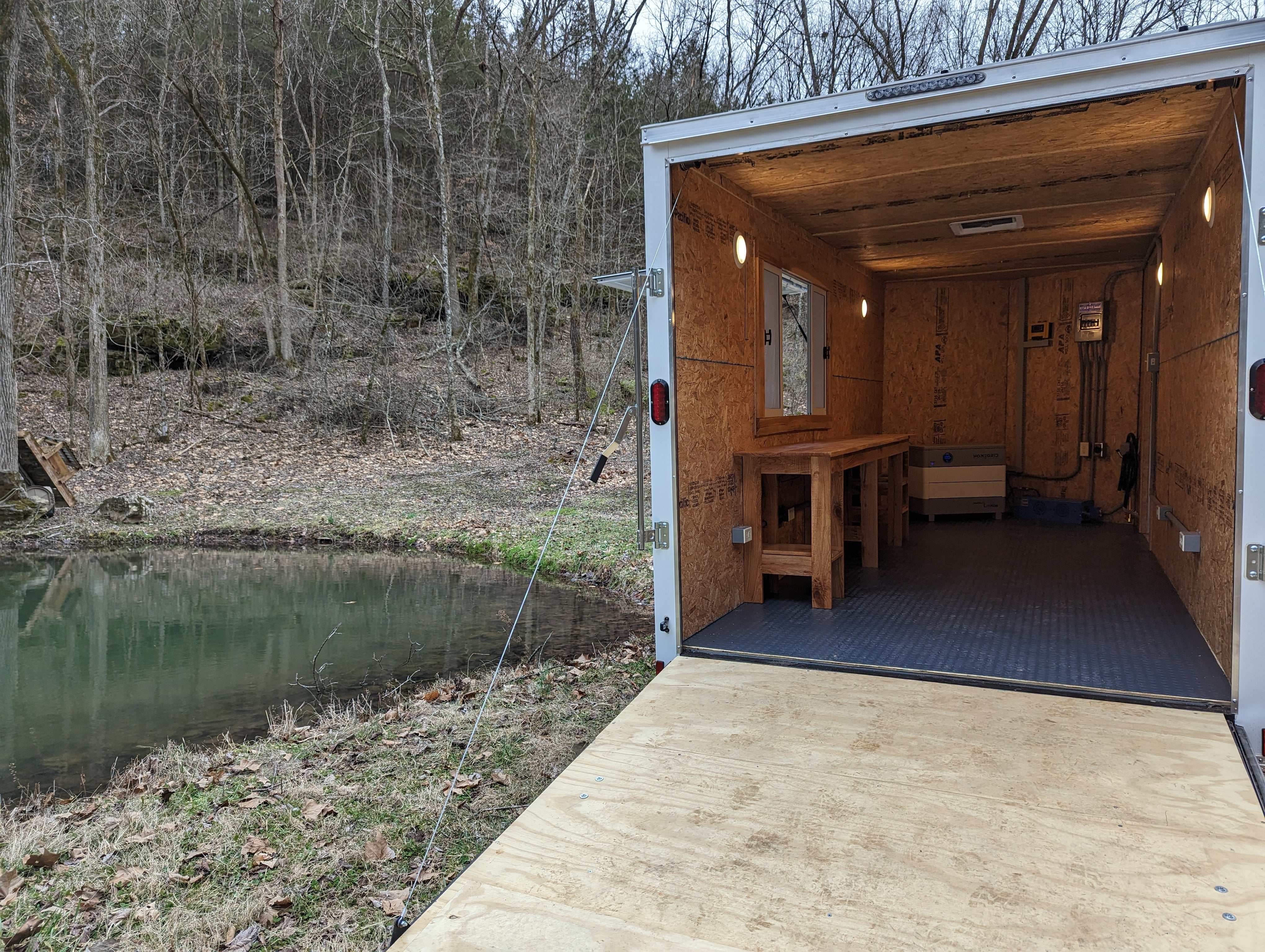 16' Enclosed SOLAR POWERED Offgrid Self-Sufficient Trailer - Concession Window Expanded Solar Array / Expanded Lithium battery bank - MOBILE STOREFRONT VERSION