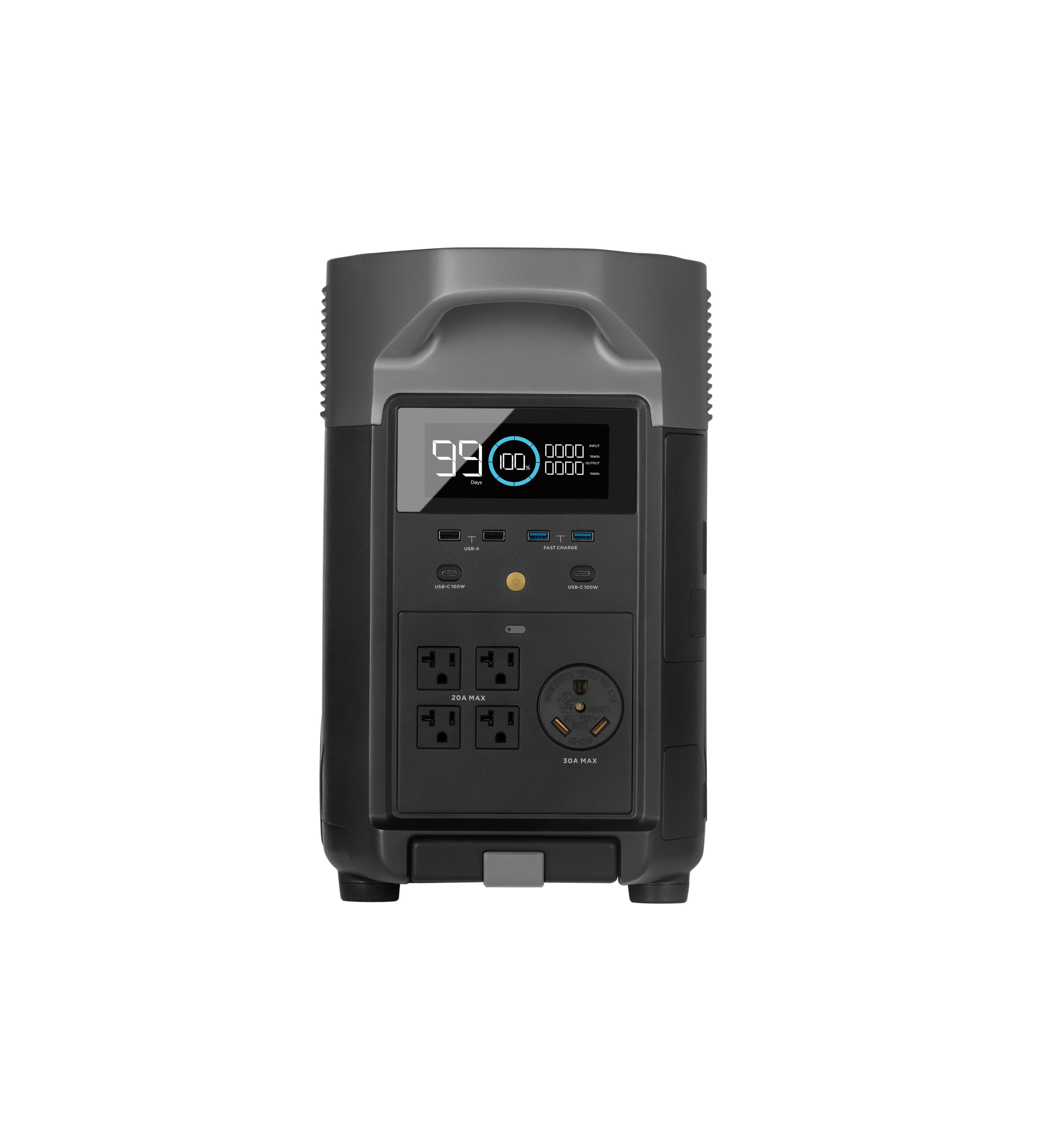 EcoFlow DELTA PRO 120/240V Output - 2x 3600 Watt Solar Generators / 7200wH Lithium Storage / 2600w Solar Complete Offgrid Kit