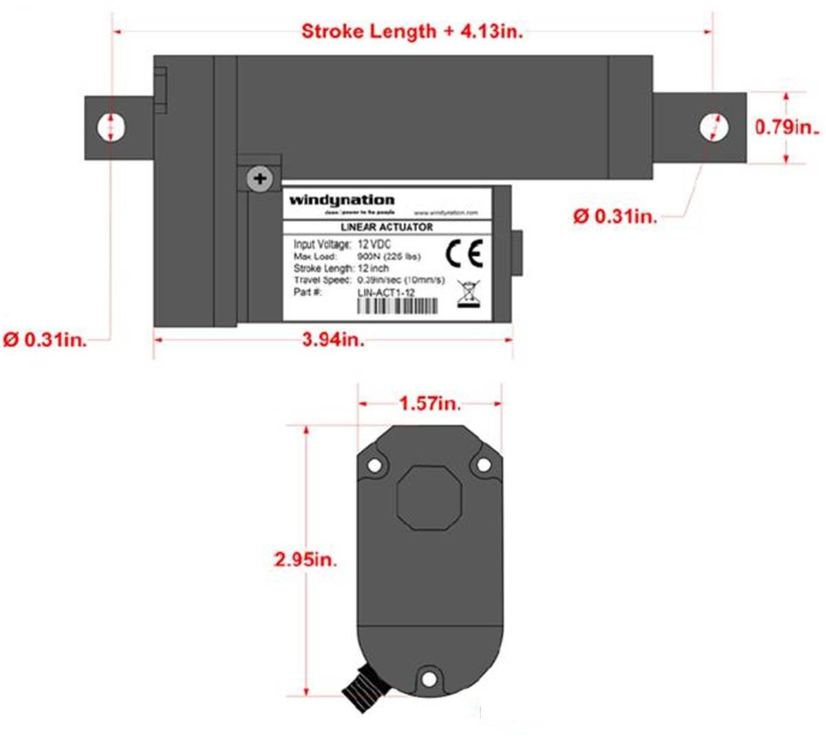 Linear Actuators 12-Volt 225lbs + Mounting Brackets with optional AC to 12 VDC Power Supply and/or Wireless Remote Control DPDT Switch
