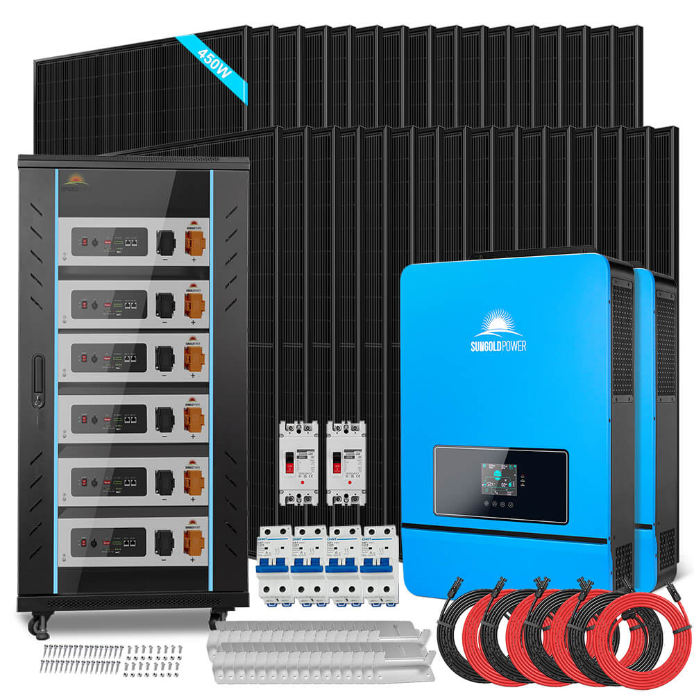 OFF GRID SOLAR KIT 20KW 48VDC 120V/240V LIFEPO4 30.72KWH LITHIUM BATTERY 32 X 450 WATTS SOLAR PANELS