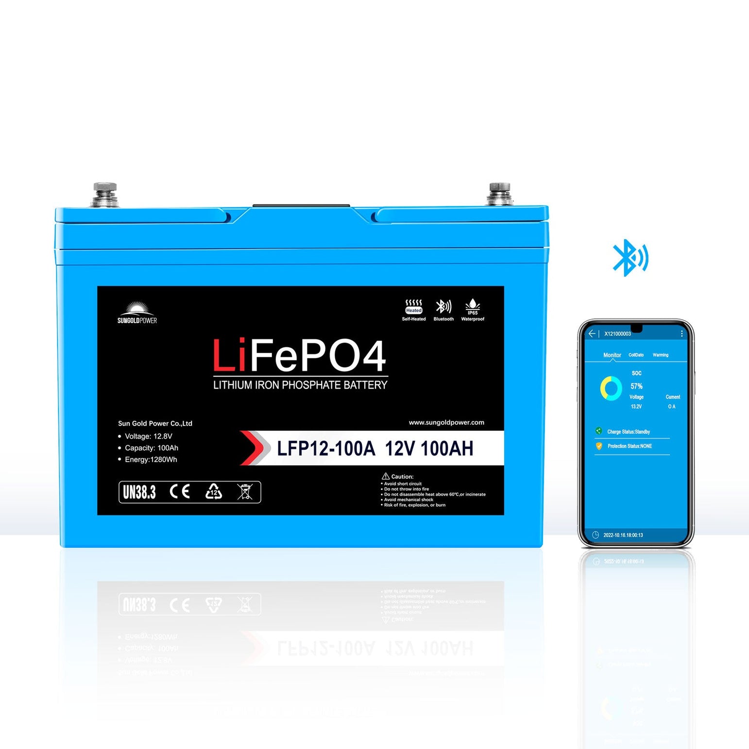 12V 100Ah/ 200Ah LiFePo4 Deep Cycle Lithium Battery Bluetooth / Self-Heating / IP65