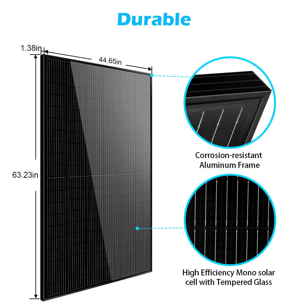 370W MONO BLACK PERC SOLAR PANEL FULL PALLET (32 PANELS) UL 61730