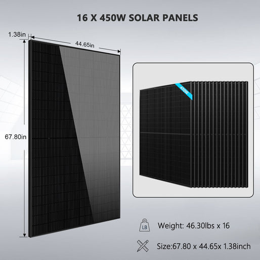 Hybrid Solar Kit 11.4KW 48V Split Phase 20.48KWH/50.2KWH Lithium Battery 450 Watt Solar Panel SGH-11N2E/ SGH-11N5E