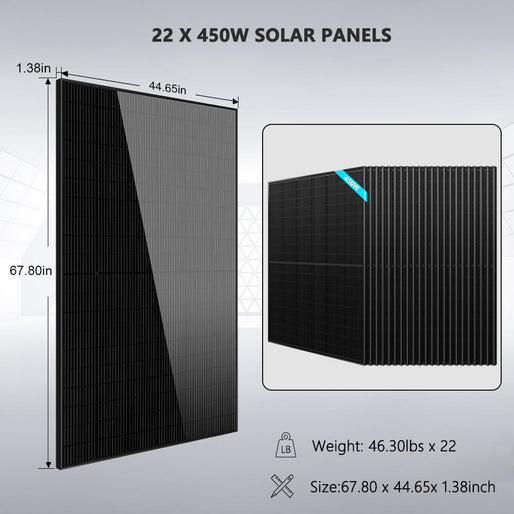 Off Grid Solar Kit 13000W 48VDC 120V/240KWH LiV LifePo4 25.6thium Battery 22 X 450 Watts Solar Panels SGR-13K25E