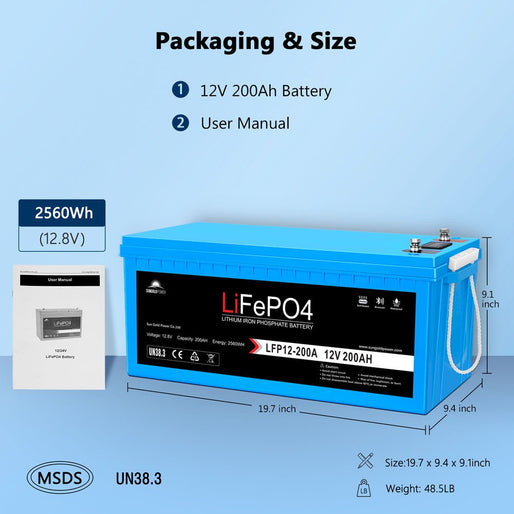 12V 100Ah/ 200Ah LiFePo4 Deep Cycle Lithium Battery Bluetooth / Self-Heating / IP65