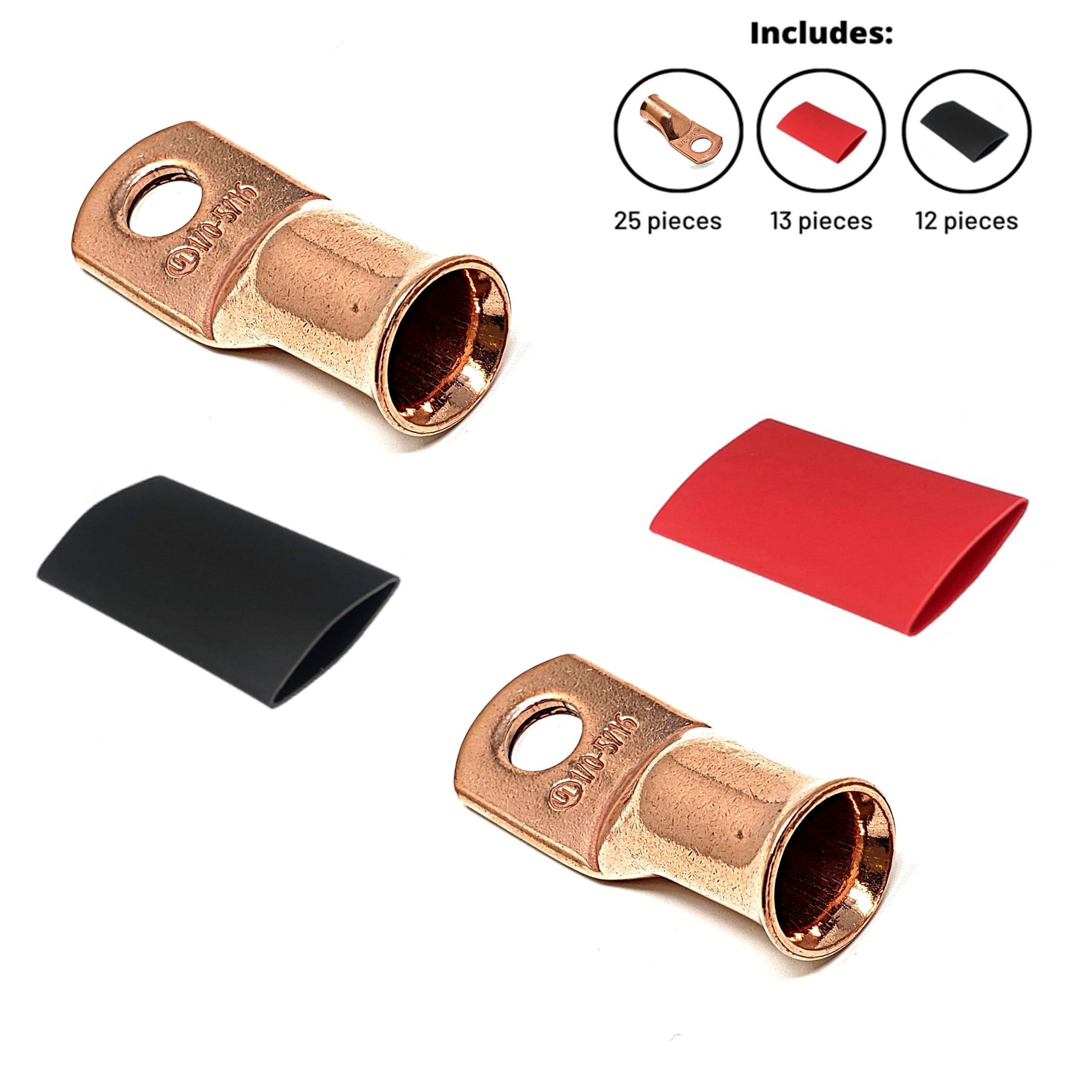1/0 Gauge Cable Lugs with Heat Shrink Tubing Kit
