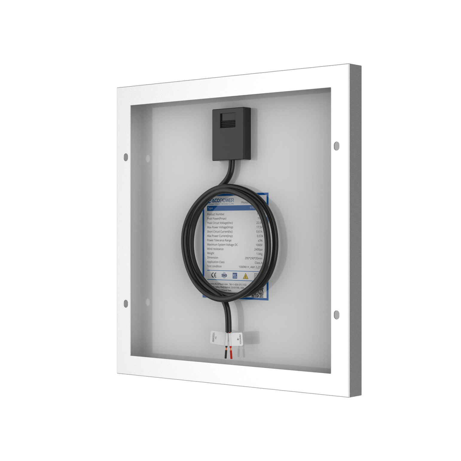 10 Watt 12 Volt Monocrystalline Solar Panel