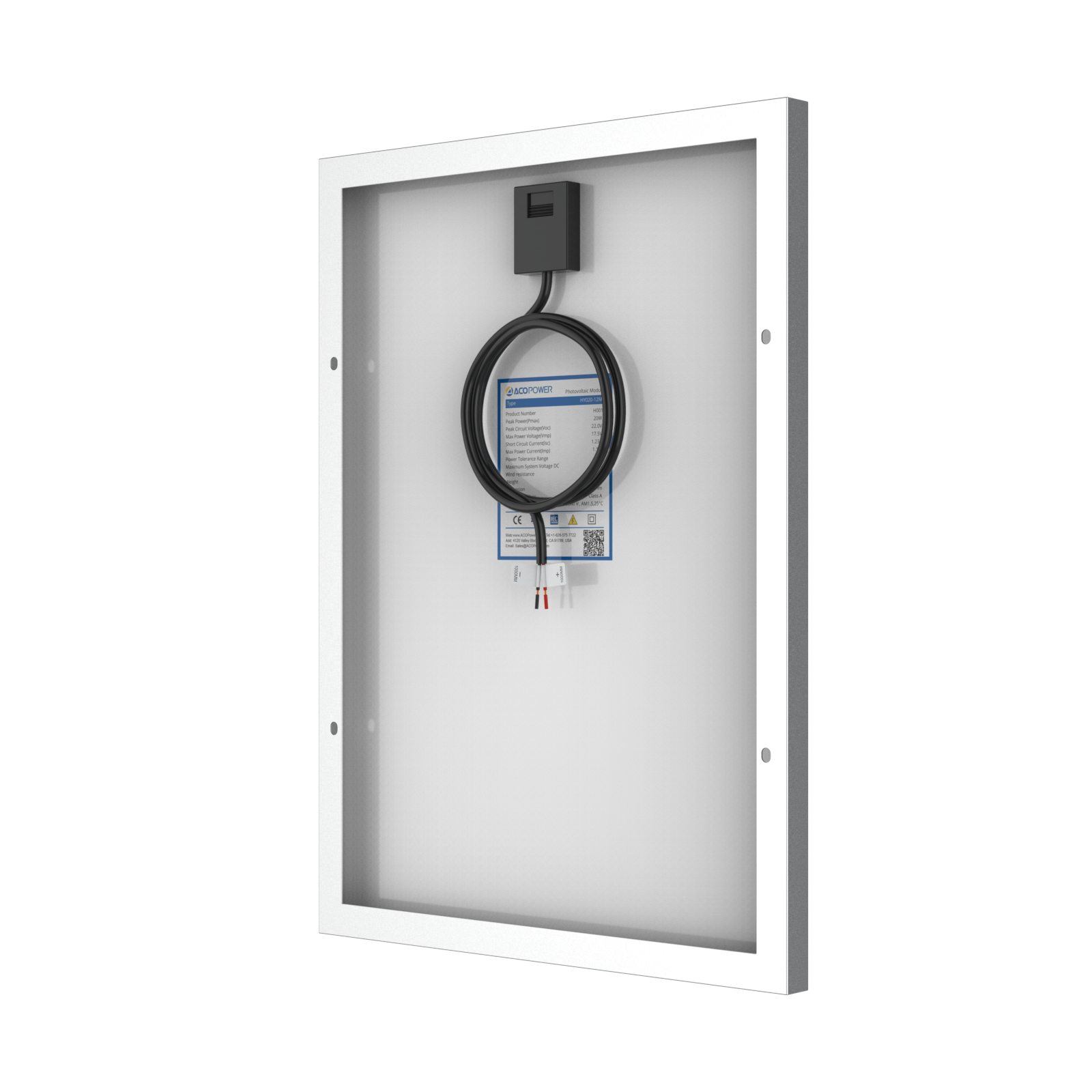 20 Watt 12 Volt Monocrystalline Solar Panel