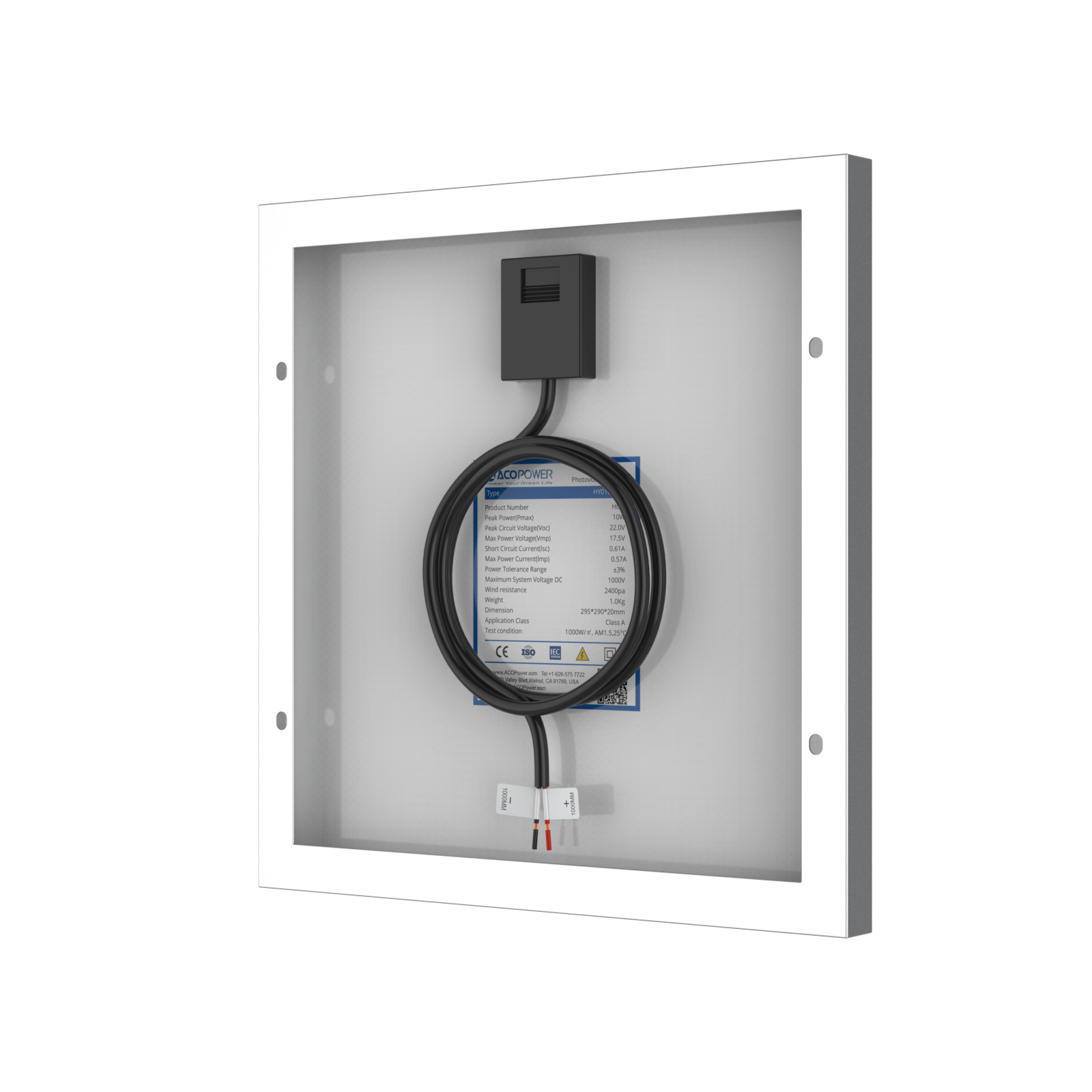 10 Watt 12 Volt Monocrystalline Solar Panel